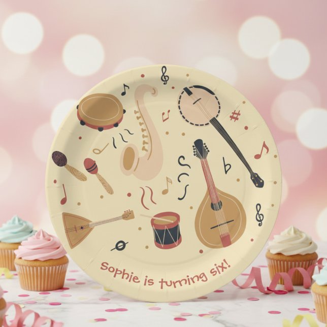 Music instruments kids birthday paper plates (Creator Uploaded)