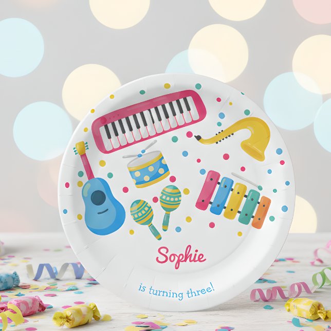 Music instruments kids birthday paper plates (Creator Uploaded)