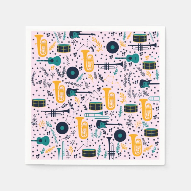 Music Instruments Paper Napkins (Front)