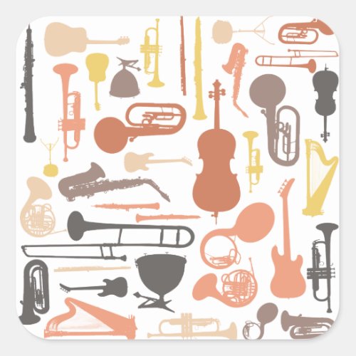 Music Instruments Square Sticker