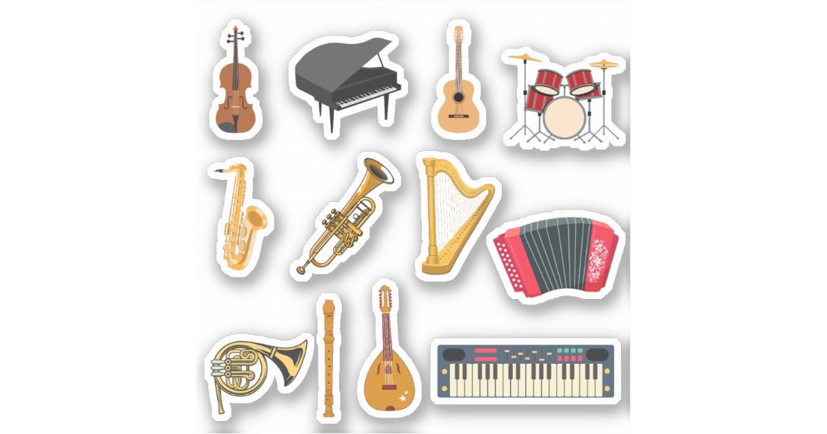 Musical Instrument Sticker Patch MUSIC INSTRUMENTS STICKERS | Zazzle
