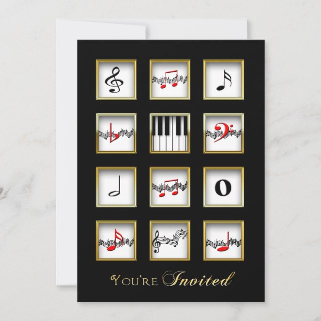 Music Invitation -  Notes/Keyboard (Front)