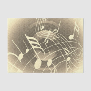 Music is everywhere, notes pattern in sepia colors tissue paper