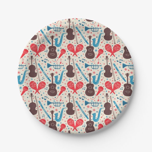 Music is Everywhere Pattern Paper Plates (Front)