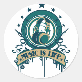 Music Is Life Classic Round Sticker