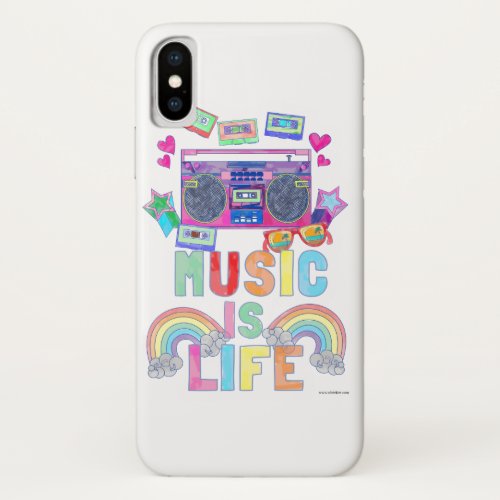 Music Is Life Cool Retro Music Fun Slogan iPhone XS Case
