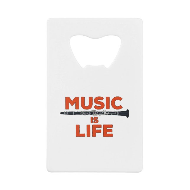 Music is Life Credit Card Bottle Opener (Front)