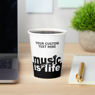 Music Is Life custom name Paper Cups