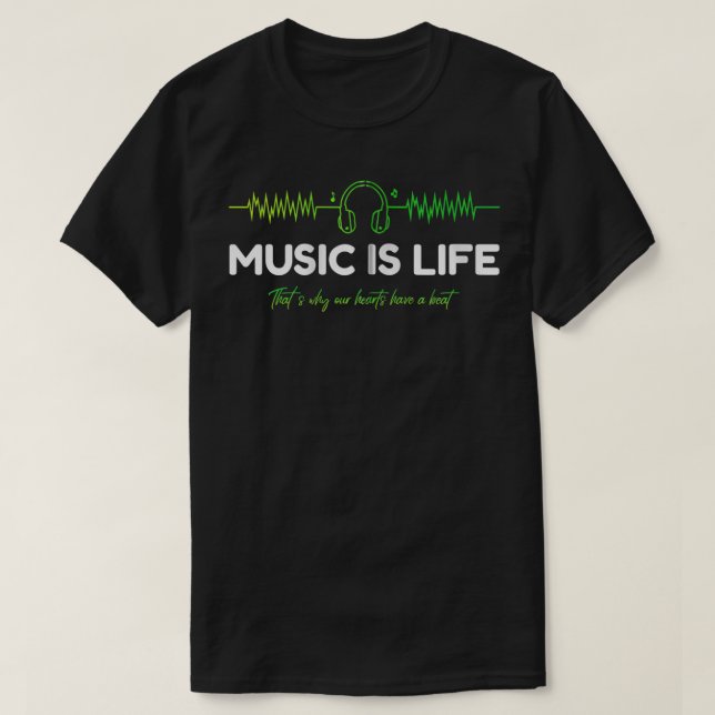 Music Is Life Funny Men Women Gift Zip  T-Shirt (Design Front)