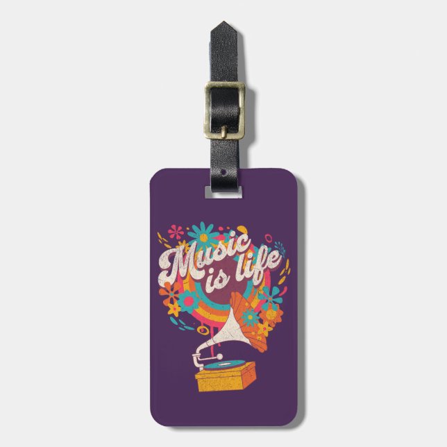 Music is life luggage tag (Front Vertical)