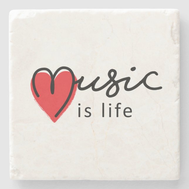 Music is life. Music is my life, with heart. Stone Coaster (Front)