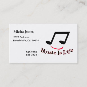 Music Is Life Musical Note Business Card