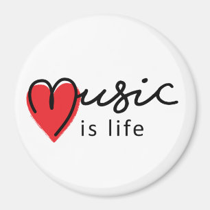 Music is life. Muziek is mijn leven, met hartje. Magnet