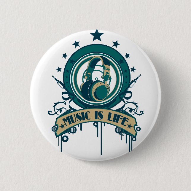 Music Is Life Pinback Button (Front)