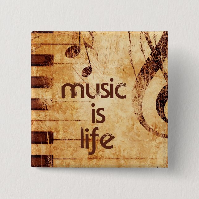 Music is Life Pinback Button (Front)