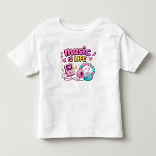 🎵 Music Is Life Pink Heart Toddler Outfit 🎵 T-shirt