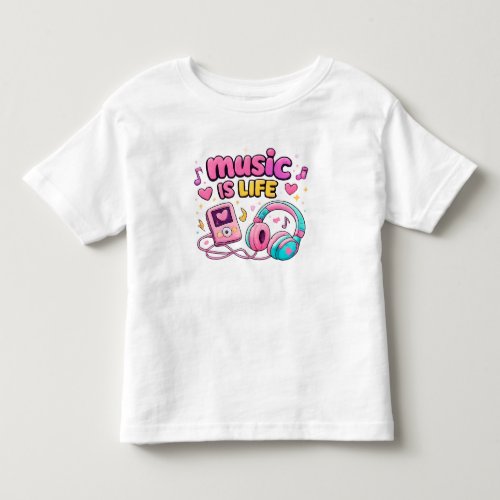  Music Is Life Pink Heart Toddler Outfit  T-shirt