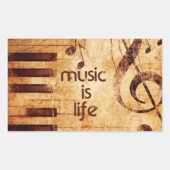 Music Is Life Rectangular Sticker by OutFrontProductions at Zazzle