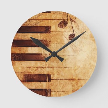 Music Is Life Round Clock by OutFrontProductions at Zazzle