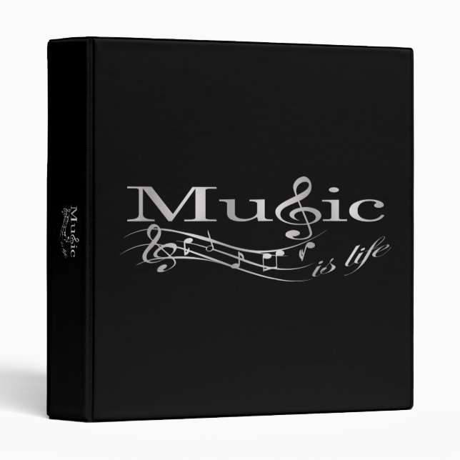 Music is Life - Silver Logo 3 Ring Binder (Front/Spine)