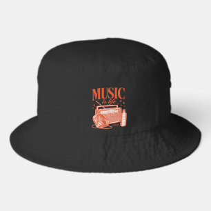Music Is Life Vintage Design Bucket Hat