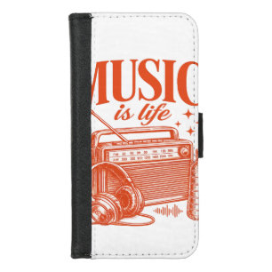 Music Is Life Vintage Design iPhone 8/7 Wallet Case