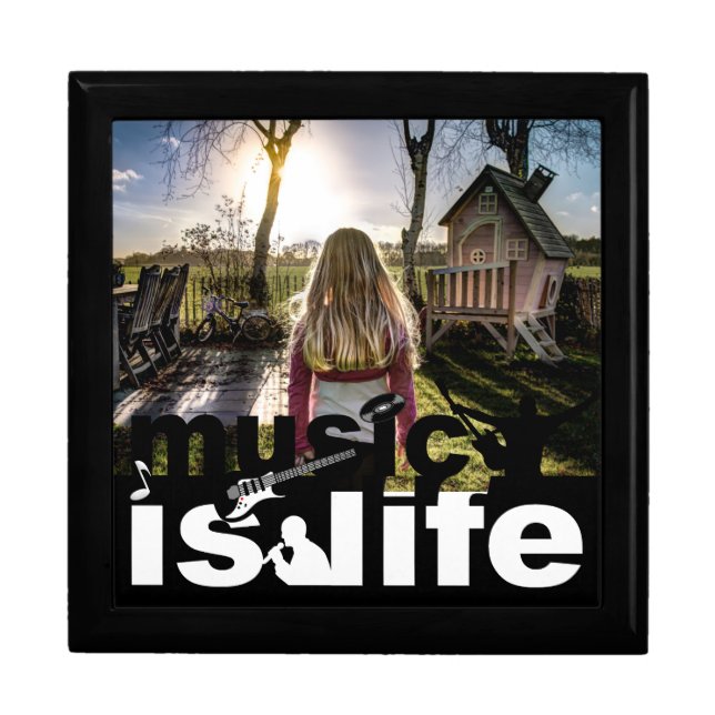 Music is Life with YOUR PHOTO jewelry box (Front)