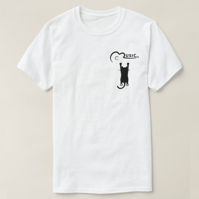 Music Is Medicine – Cute Cat Guitar Design T-Shirt (Design Front)