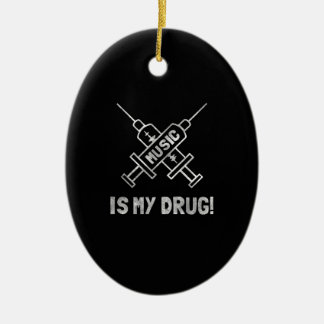 Music Is My Drug - Love Music - Straight Edge Ceramic Ornament