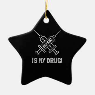 Music Is My Drug - Love Music - Straight Edge Ceramic Ornament