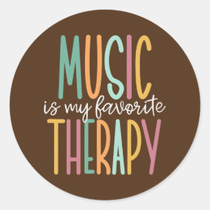 Music Is My Favorite Therapy Music Therapist Classic Round Sticker