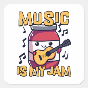 Music Is My Jam! Cute Music Guitar Pun Square Sticker