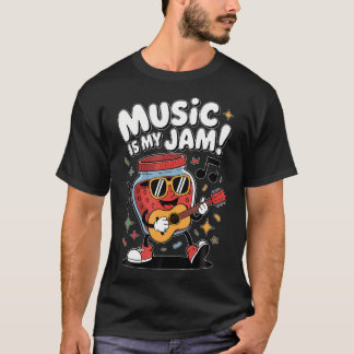 Music Is My Jam Funny Strawberry Cartoon Guitar T-Shirt