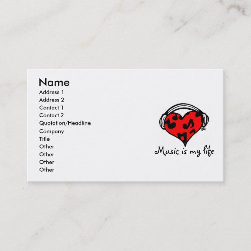 Music is my life-business card Template
