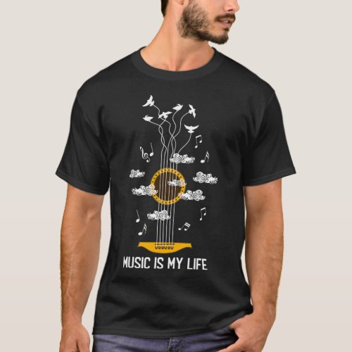 Music is My Life Cool Playing Guitar Quotes Graphi T_Shirt