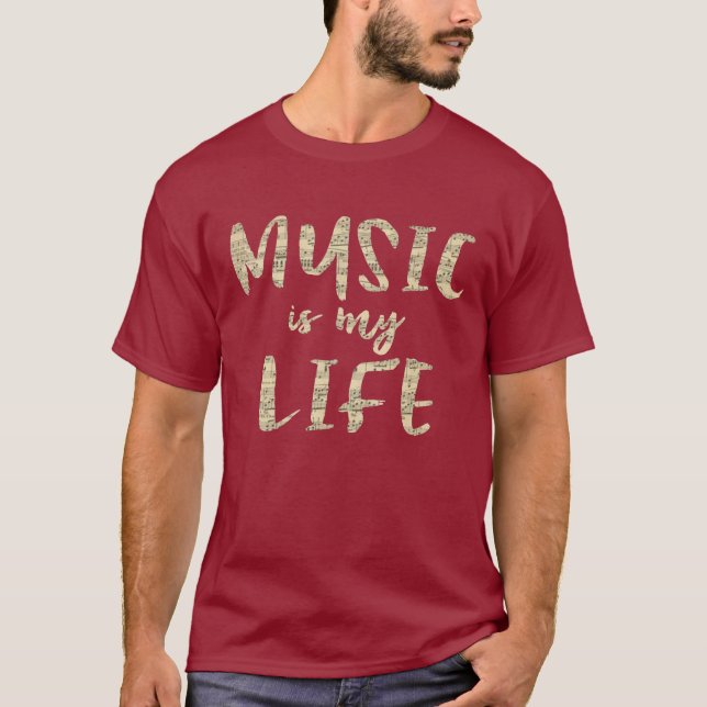 Music is my Life Quote T-Shirt (Front)