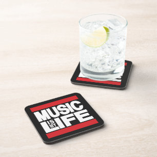 Music is my life Red Drink Coaster