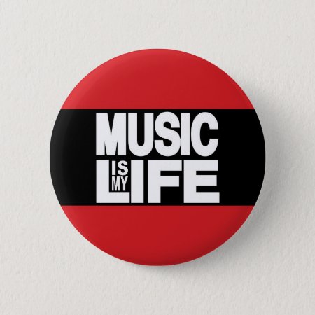 Music Is My Life Red Pinback Button