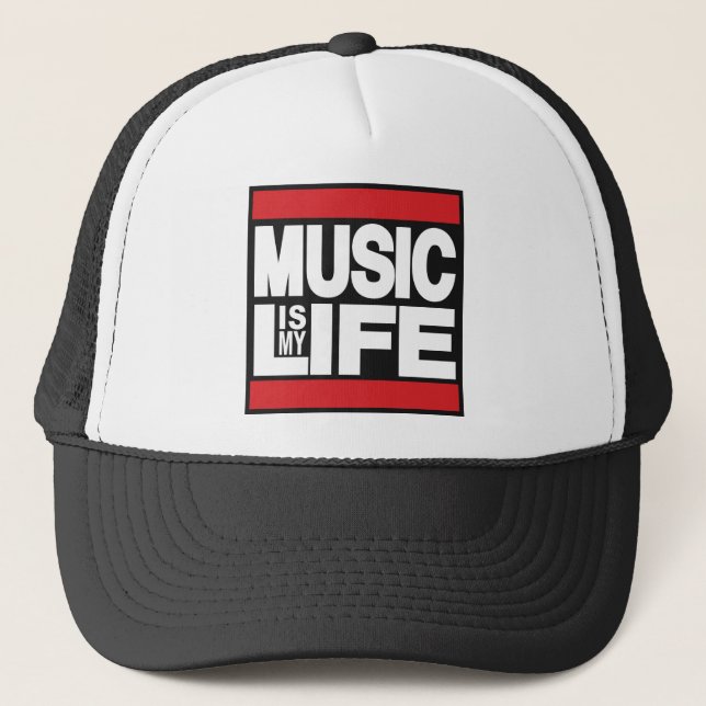 Music is My Life Red Trucker Hat (Front)