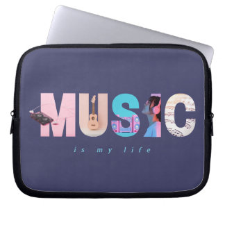 Music Is My Life Retro Y2K Tech Gamer Purple Laptop Sleeve