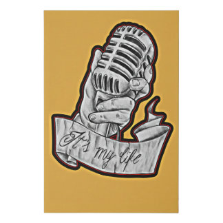 Music Is My Life - Vintage Microphone Drawn Faux Canvas Print
