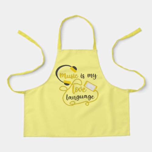 Music is my love language romantic phrase apron