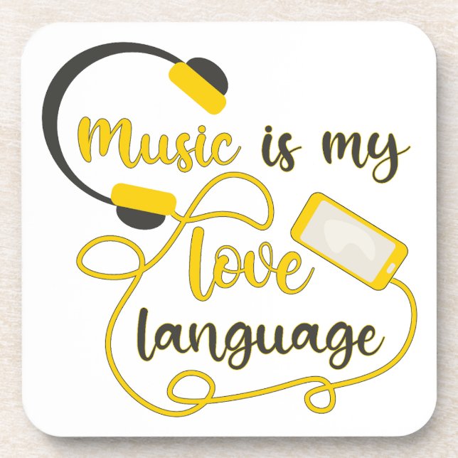 Music is my love language romantic phrase beverage coaster (Front)