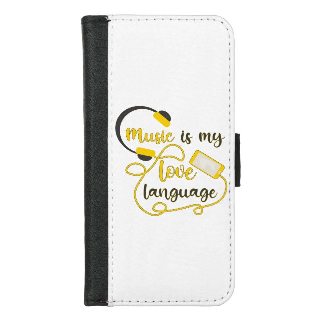Music is my love language romantic phrase iPhone wallet case (Front)