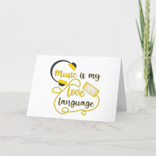 Music is my love language romantic phrase letterpress thank you card