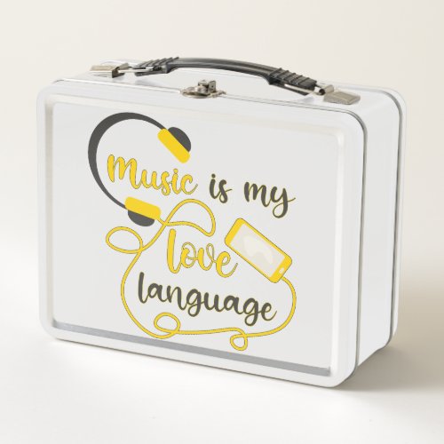 Music is my love language romantic phrase metal lunch box