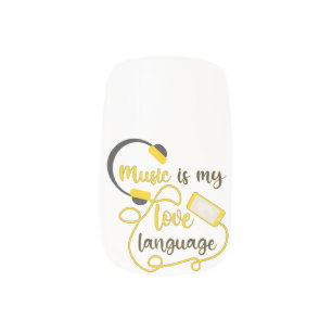 Music is my love language romantic phrase minx nail art