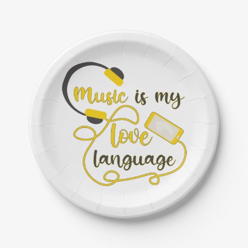 Music is my love language romantic phrase paper plates
