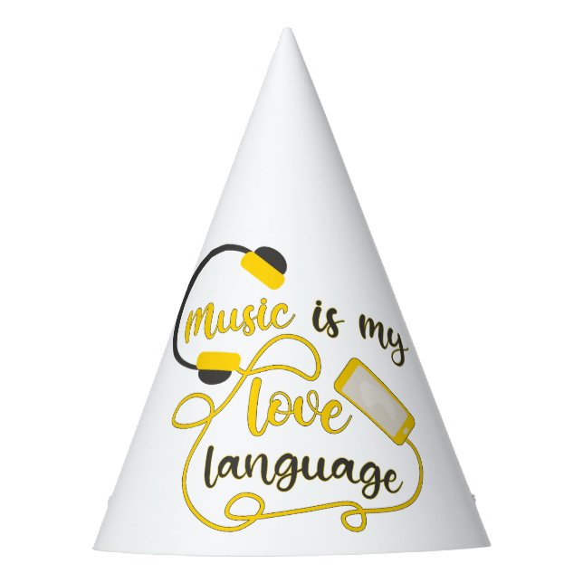 Music is my love language romantic phrase party hat (Front)