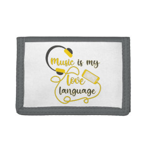 Music is my love language romantic phrase trifold wallet